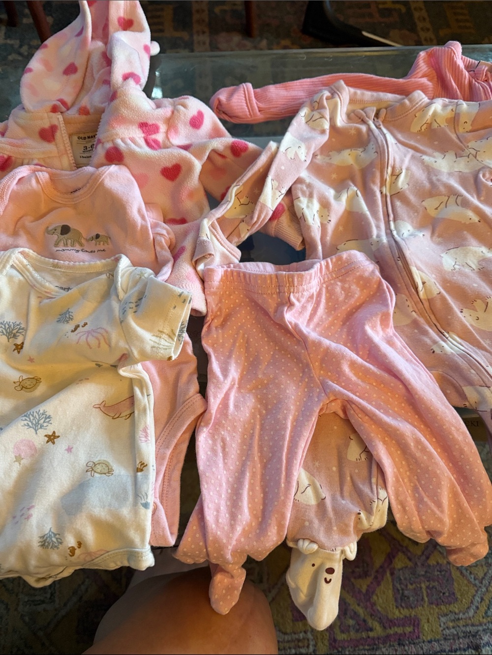 Pink Baby Clothing Bundle - Hearts, Polka Dots & Animal Prints 3-6 months